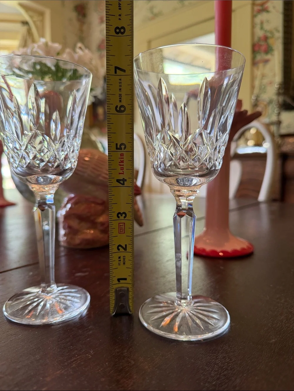 Waterford Lismore wine glasses. Pair of two